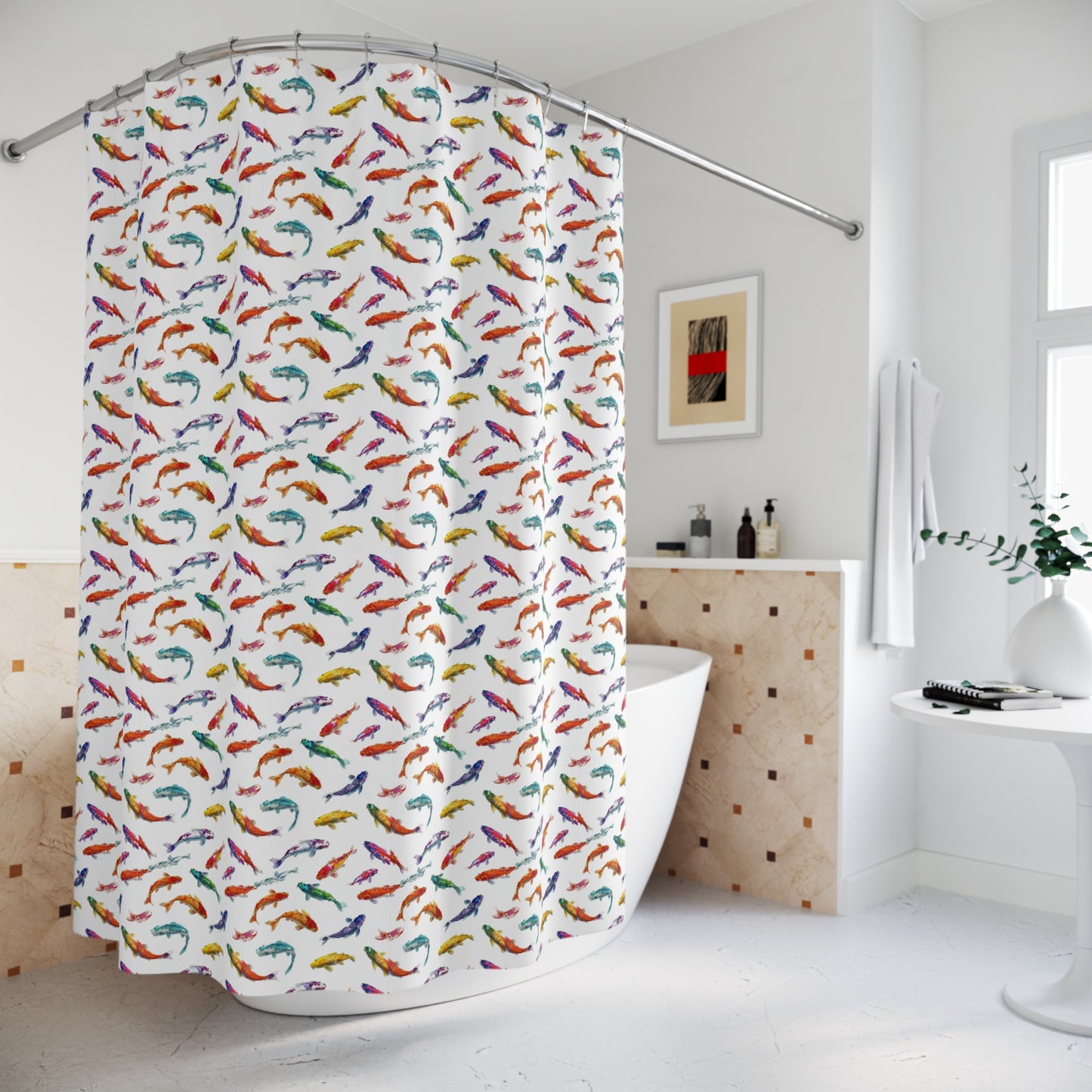 Misc Fishy Stuff | Koi Fish Shower Curtain | Colorful Koi Bathroom Decor