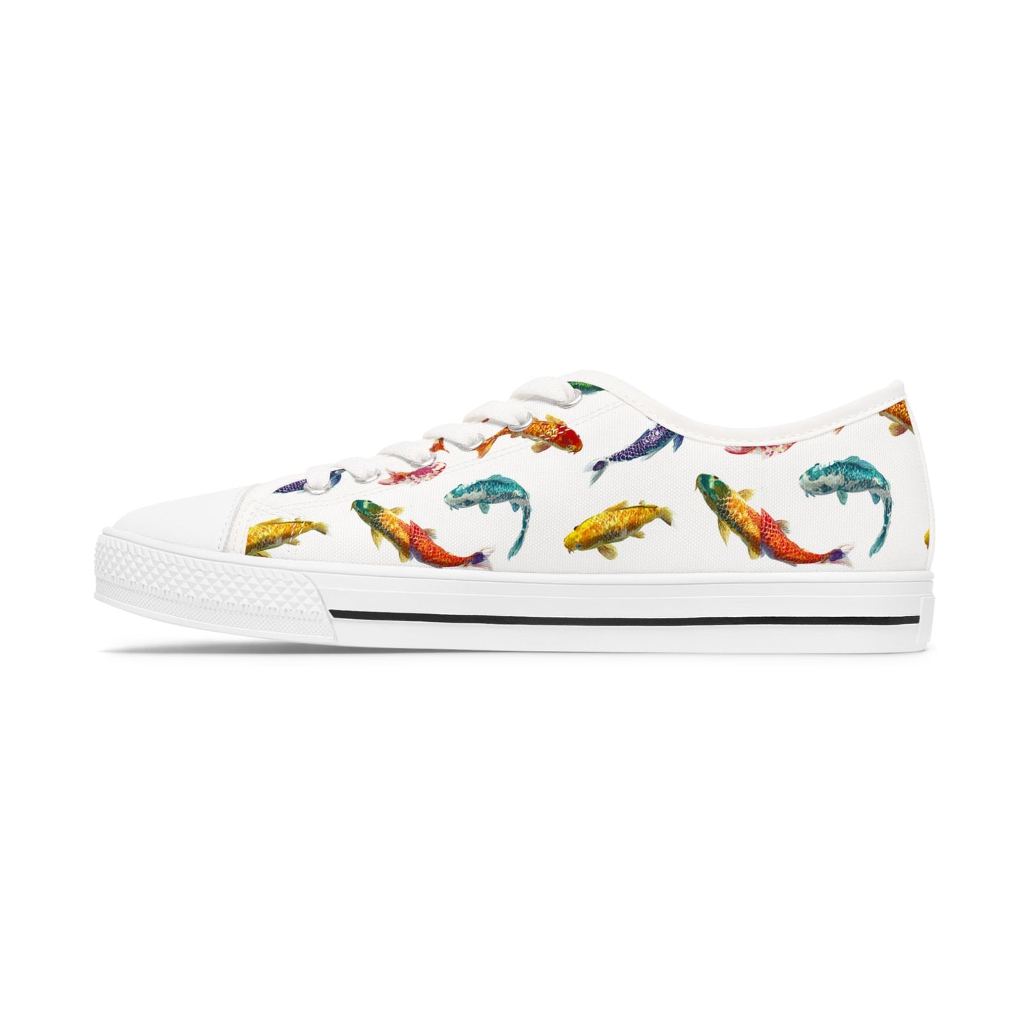Funky Fish Feet | Koi Fish Low Top Sneakers | Women's Colorful Koi Shoes