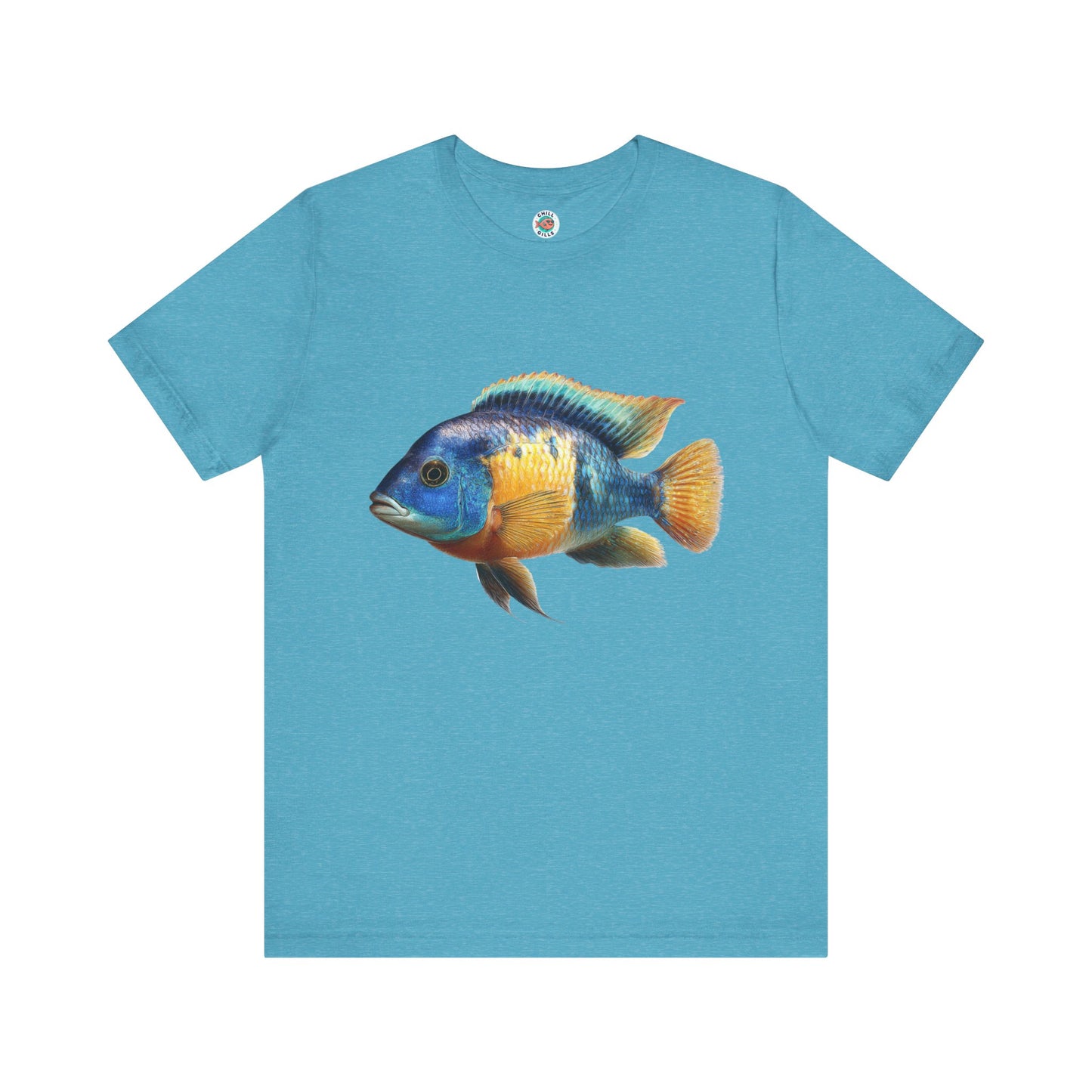 Chill Fish Graphic tees | Picture Perfect & Popping | Blues & Golds Cichlid
