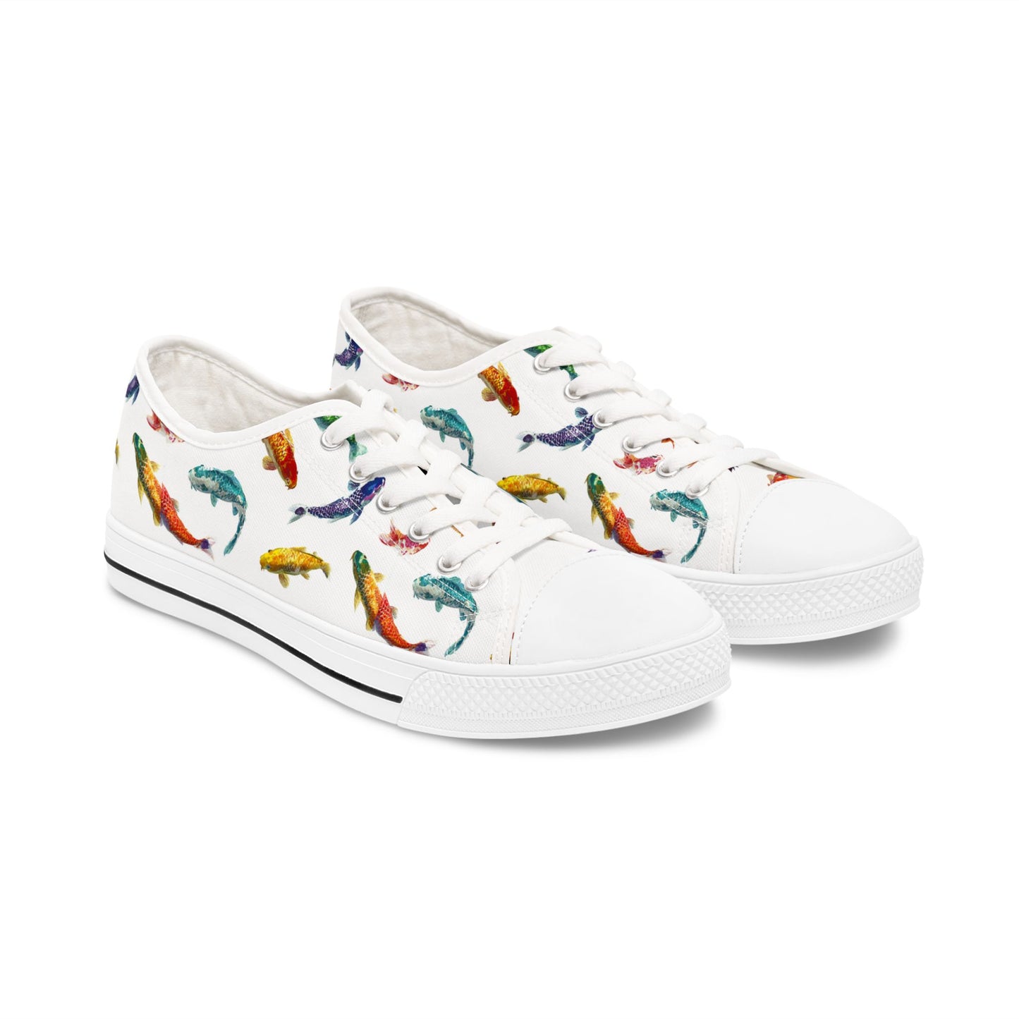 Funky Fish Feet | Koi Fish Low Top Sneakers | Women's Colorful Koi Shoes