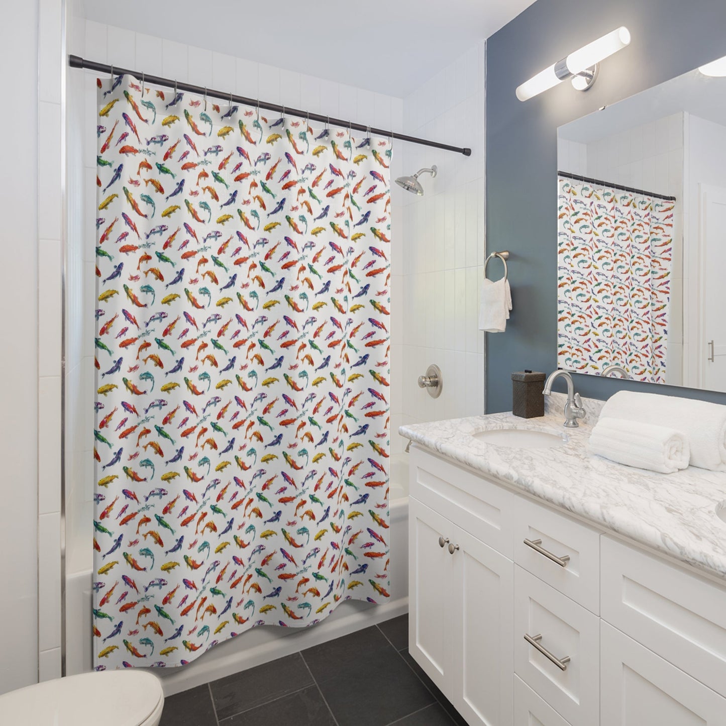 Misc Fishy Stuff | Koi Fish Shower Curtain | Colorful Koi Bathroom Decor