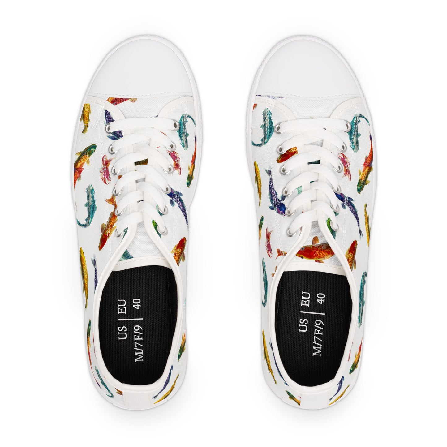 Funky Fish Feet | Koi Fish Low Top Sneakers | Women's Colorful Koi Shoes
