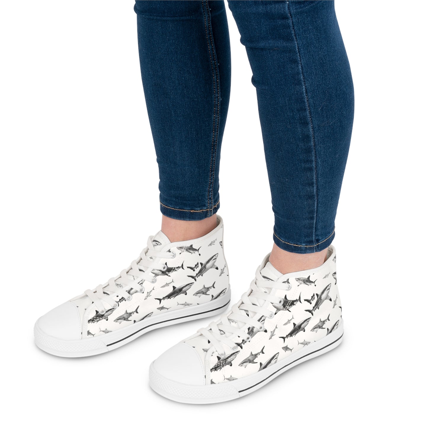 Funky Fish Feet | White Pointer High Top Sneakers | Just Cruising around