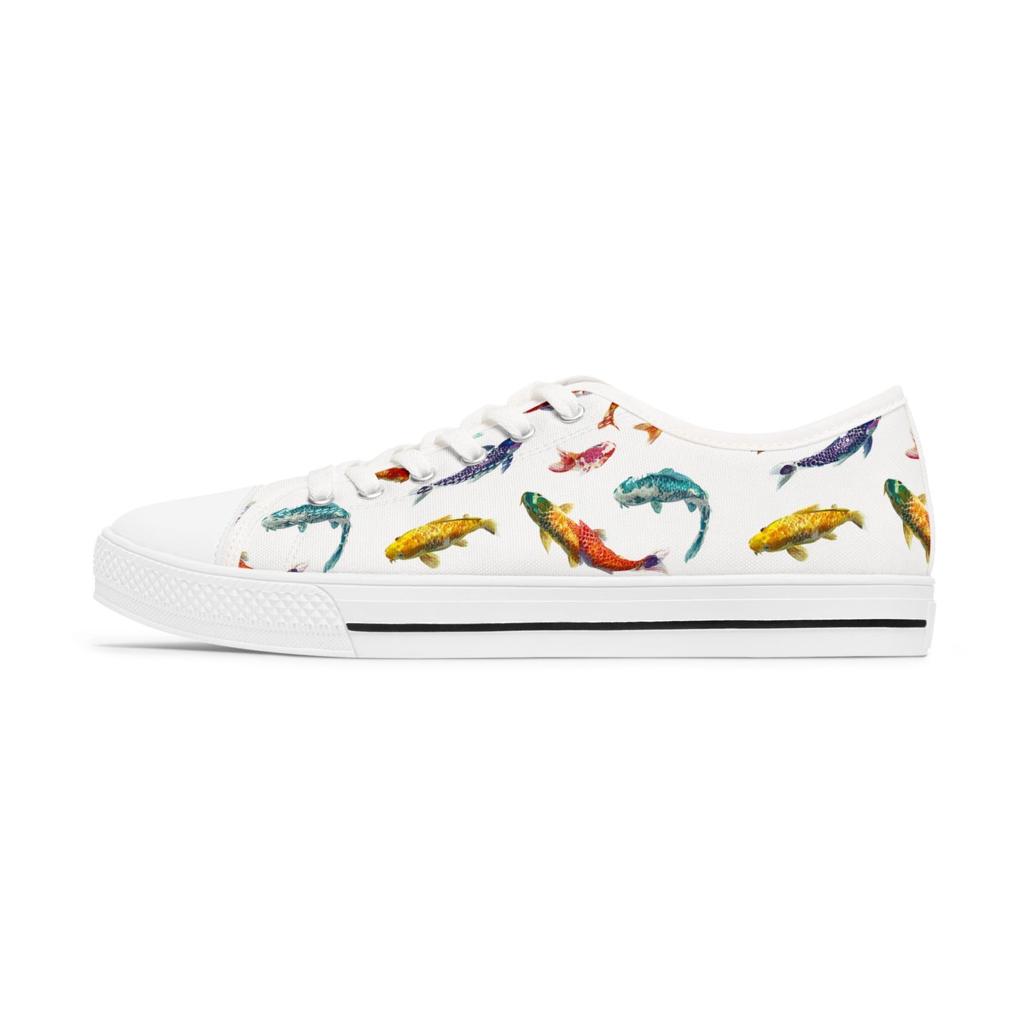 Funky Fish Feet | Koi Fish Low Top Sneakers | Women's Colorful Koi Shoes