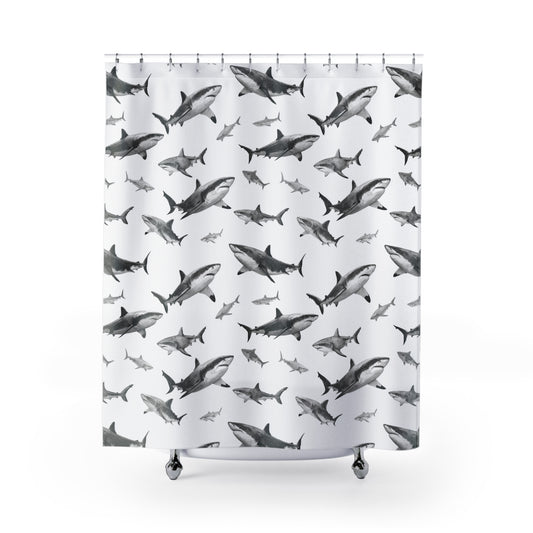 Misc Fishy Stuff | Come on in.. Shower Curtain | Just doing shark stuff Bathroom Decor