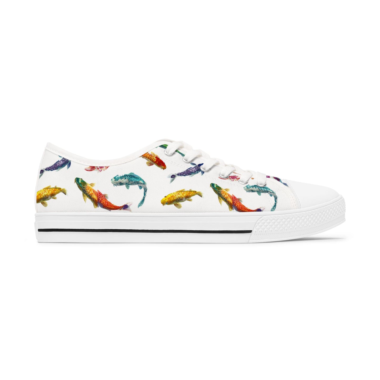 Funky Fish Feet | Koi Fish Low Top Sneakers | Women's Colorful Koi Shoes