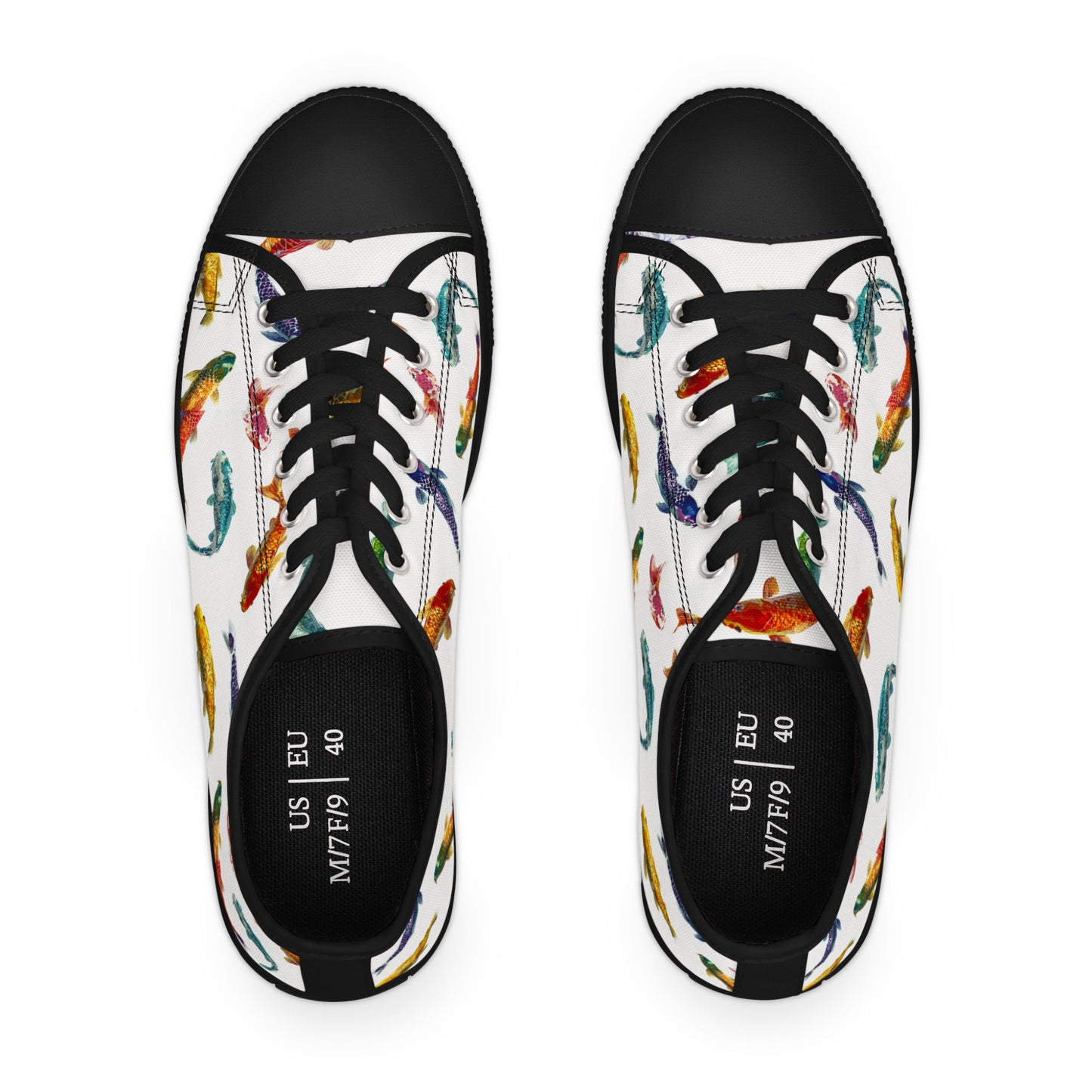 Funky Fish Feet | Koi Fish Low Top Sneakers | Women's Colorful Koi Shoes